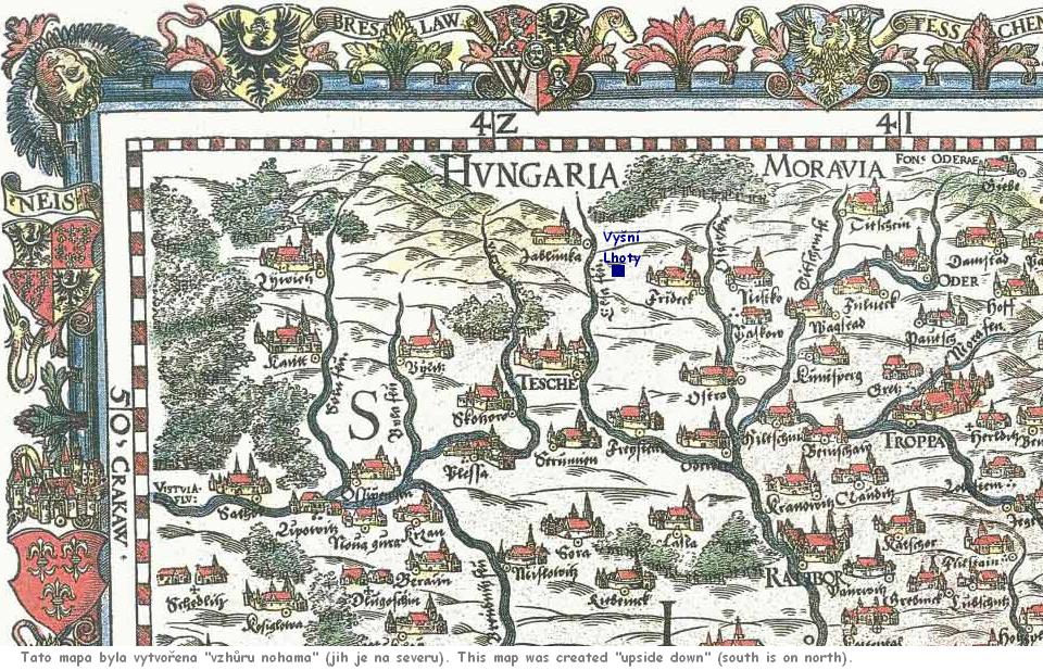 VysniLhoty on map 1561 Silesia north_south.JPG