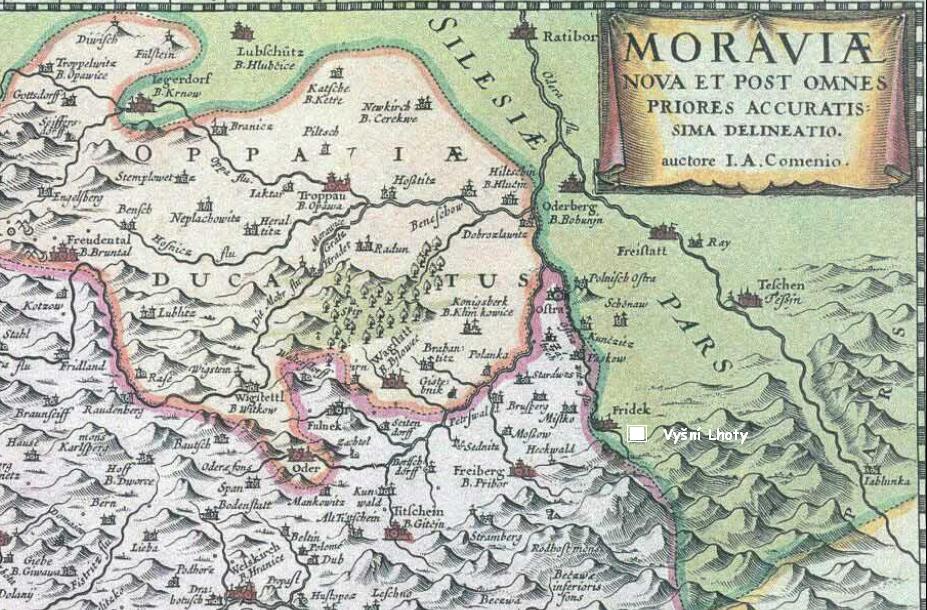 VysniLhoty on map 1627 Moravia.JPG