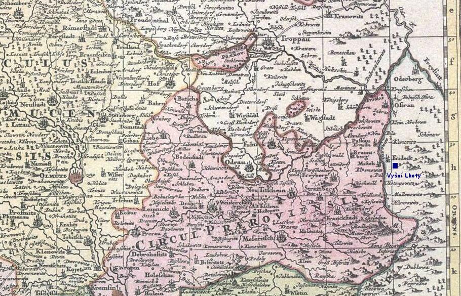 VysniLhoty on map 1750 Moravia.JPG