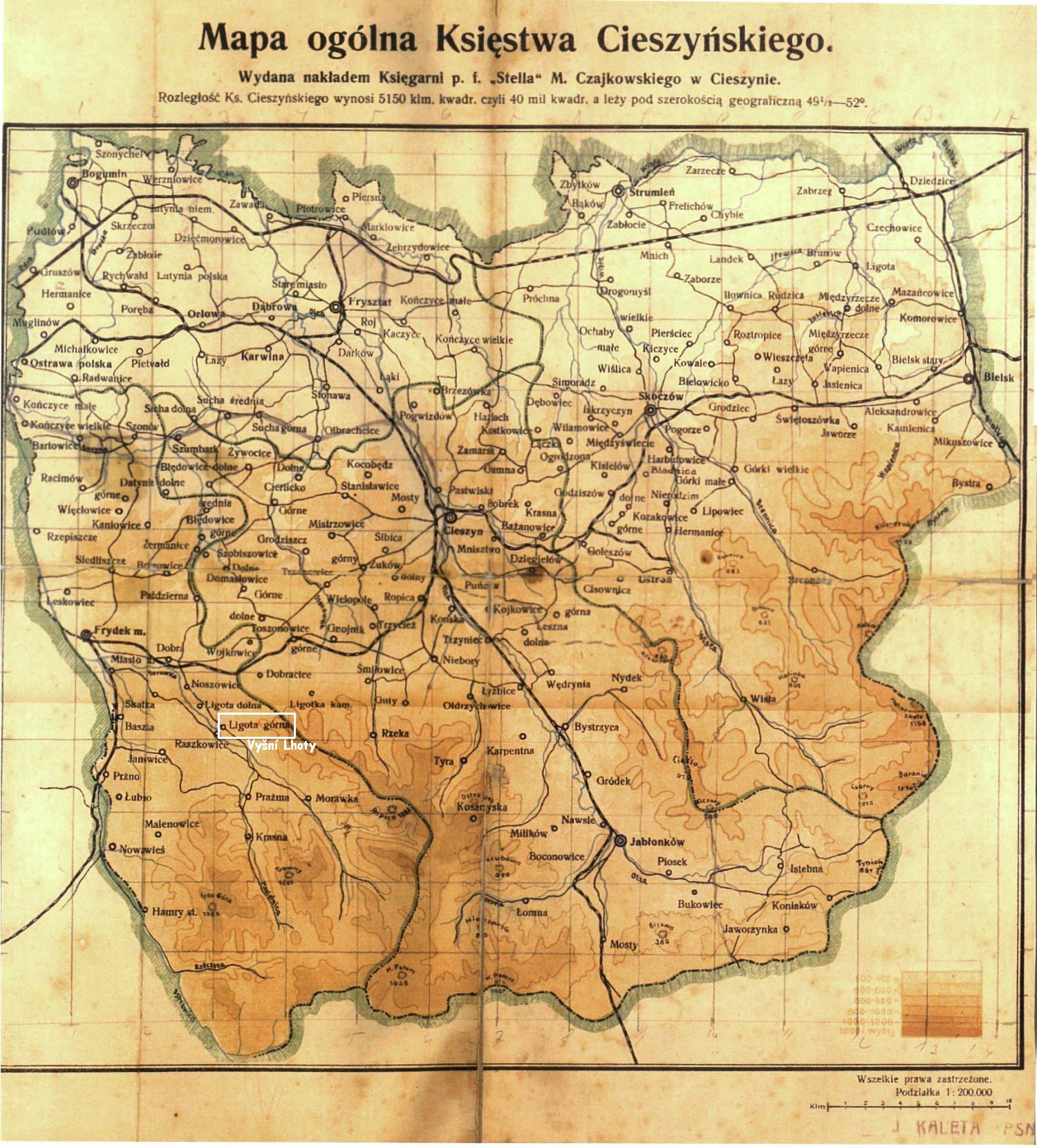 VysniLhoty on map 1900 Tesinsko.JPG